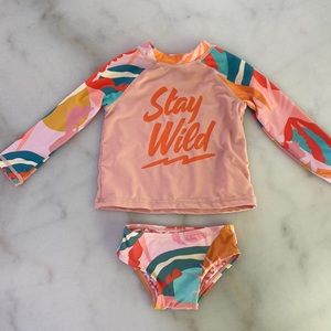 Feather 4 Arrow 2-piece bathing suit / rash guard, 18mo, very good condition.